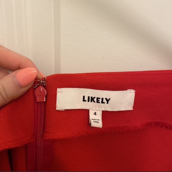 LIKELY -RED- One Shoulder Choker Red Cocktail Dress Size 4 - Picture 5 of 7